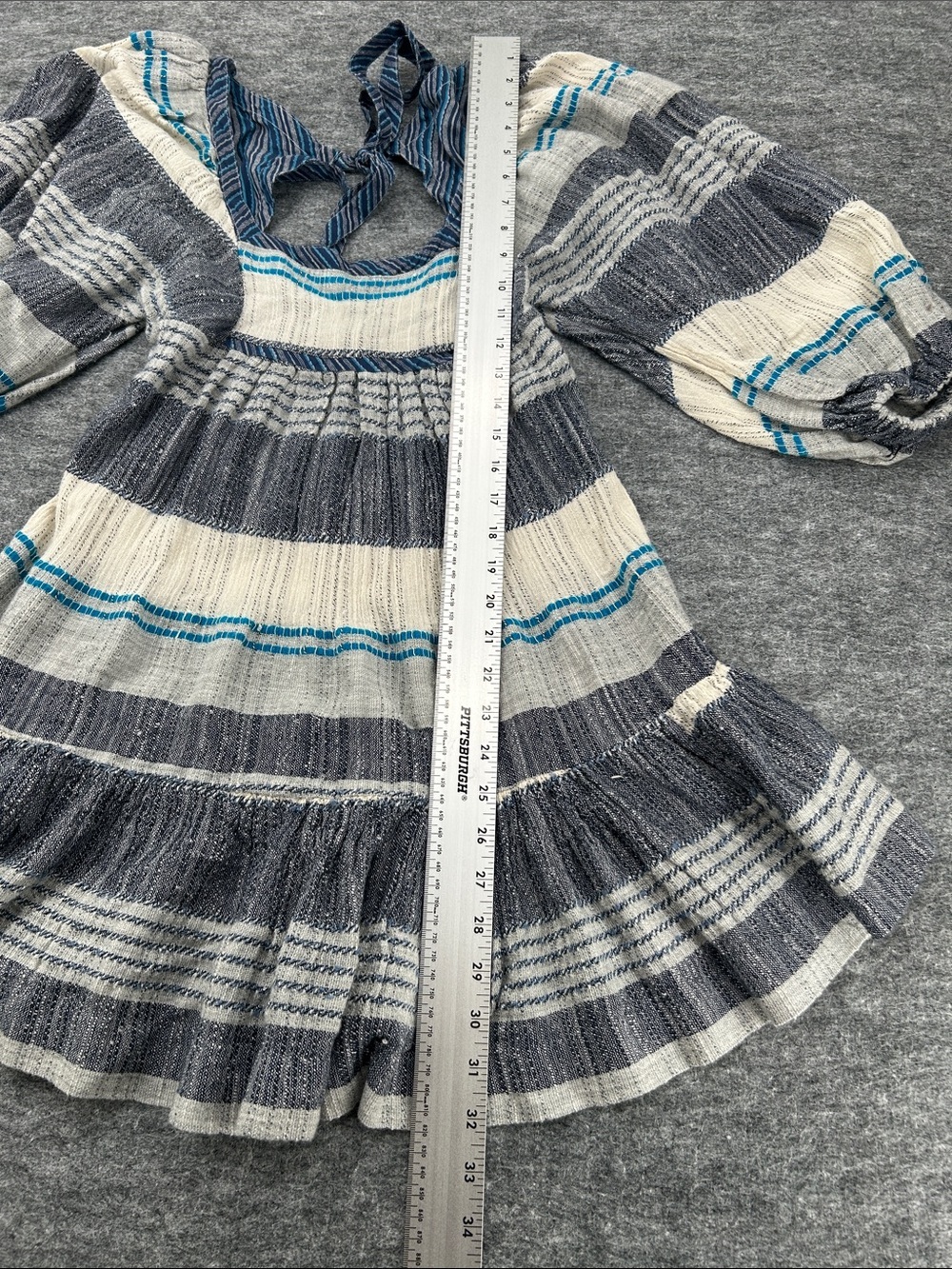 Free People Women’s Cozy Striped Mini Dress in an ivory and blue combo Size XS - Picture 9 of 14